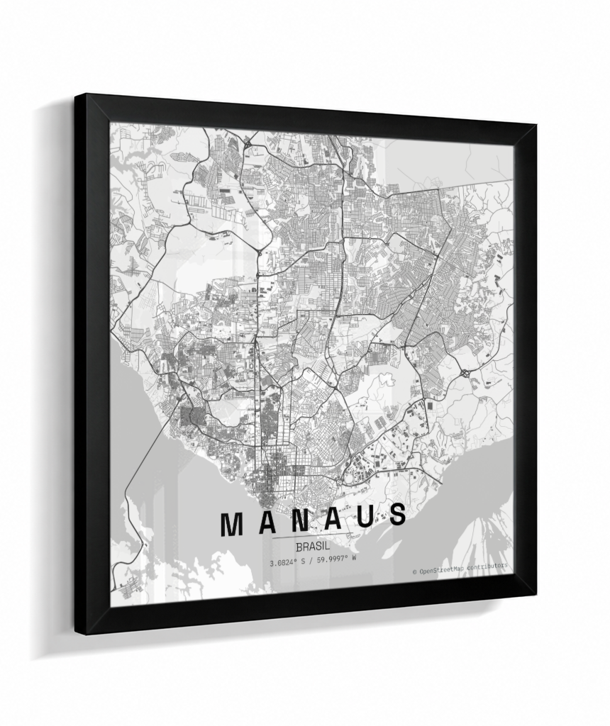 Quadro Mapa de Manaus - Quadrado