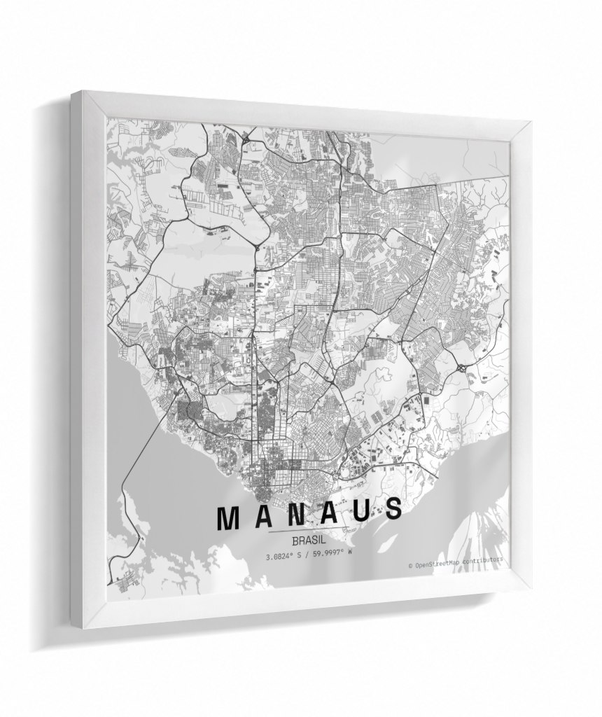 Quadro Mapa de Manaus - Quadrado