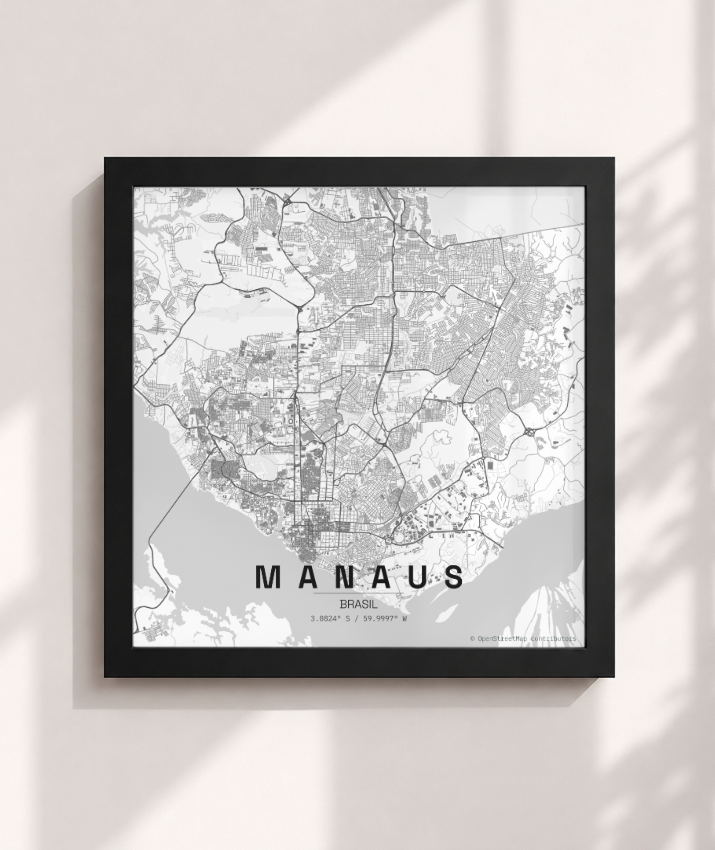 Quadro Mapa de Manaus - Quadrado