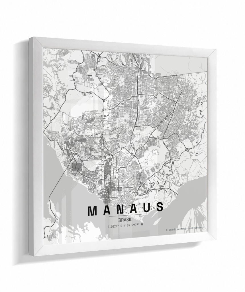 Quadro Mapa de Manaus - Quadrado