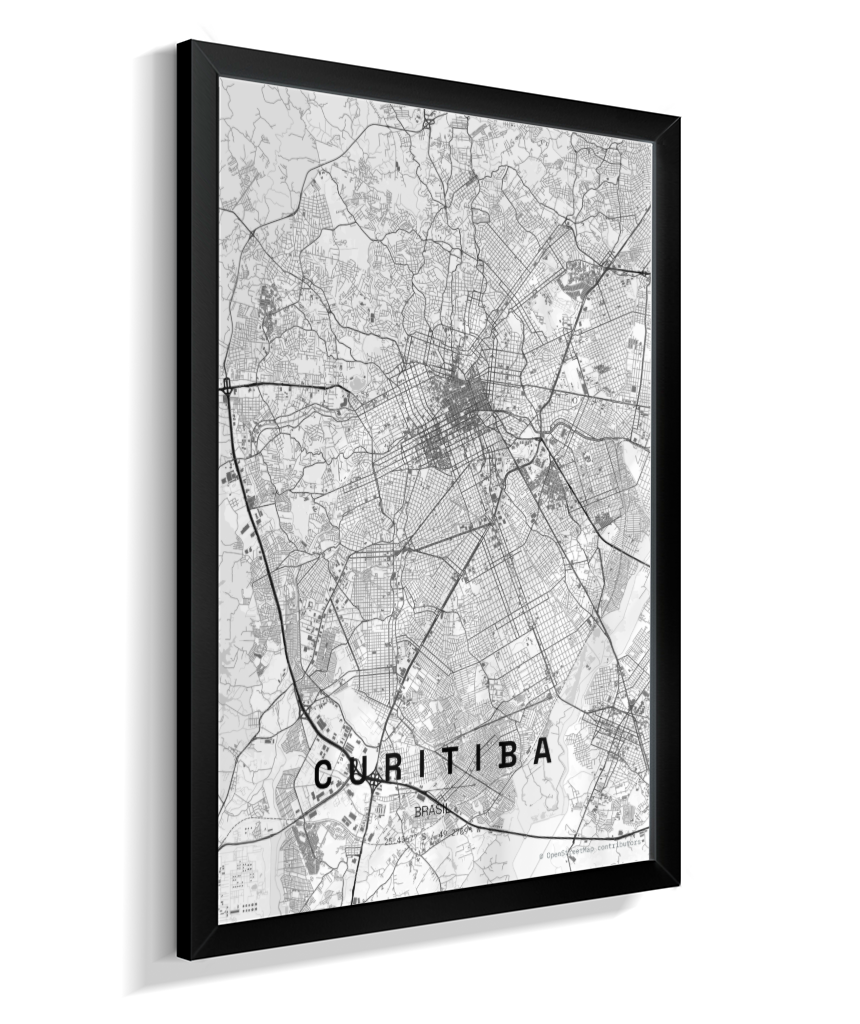 Quadro Vertical Mapa de Curitiba
