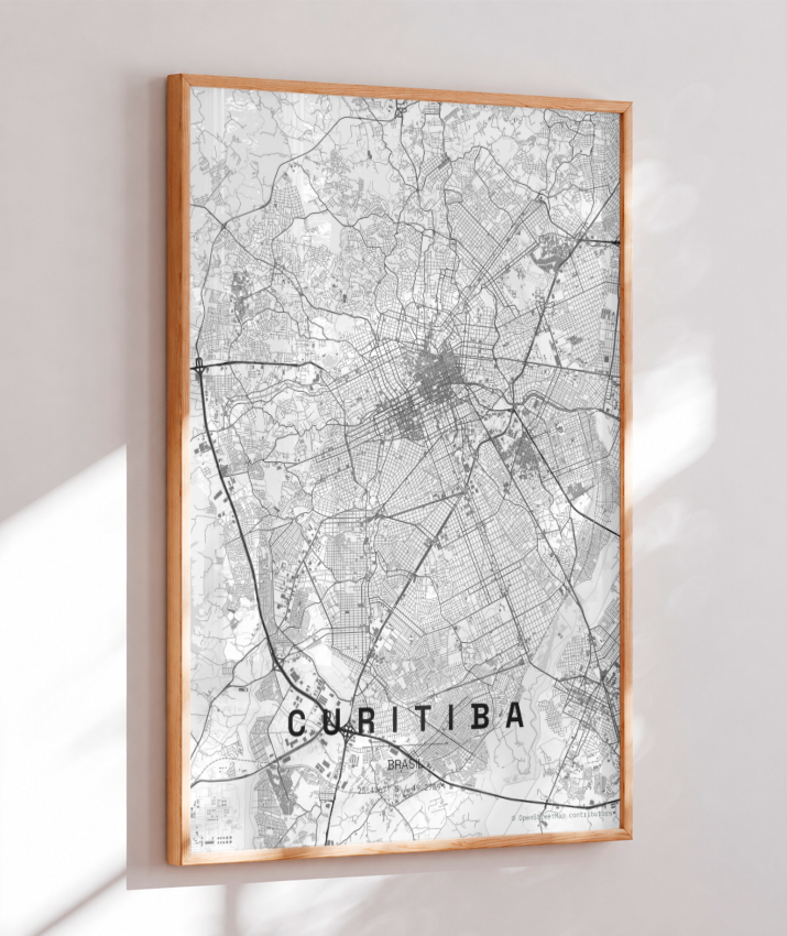 Quadro Vertical Mapa de Curitiba