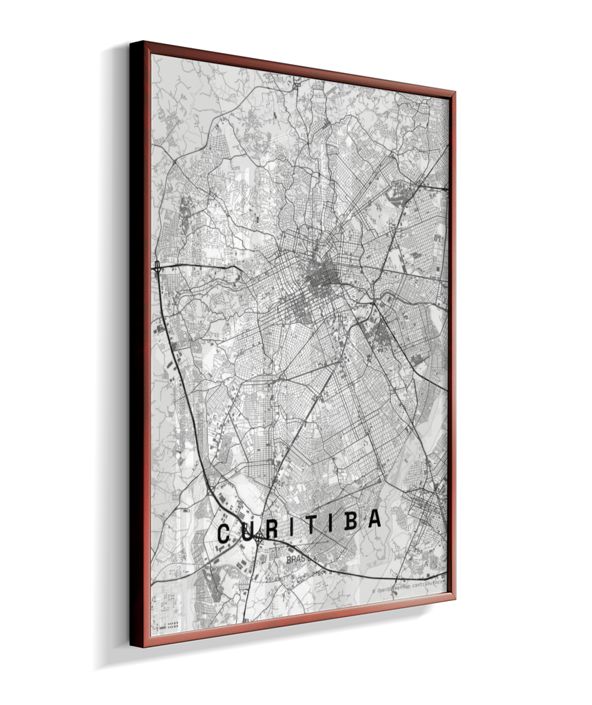 Quadro Vertical Mapa de Curitiba