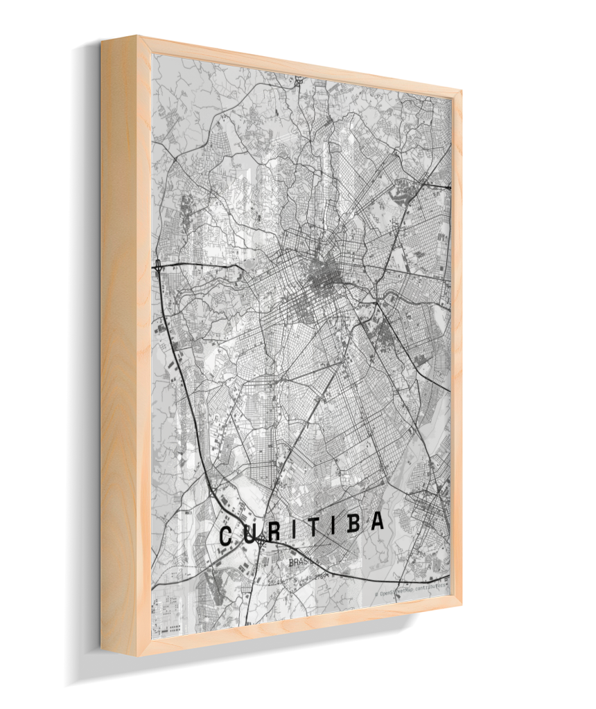 Quadro Vertical Mapa de Curitiba