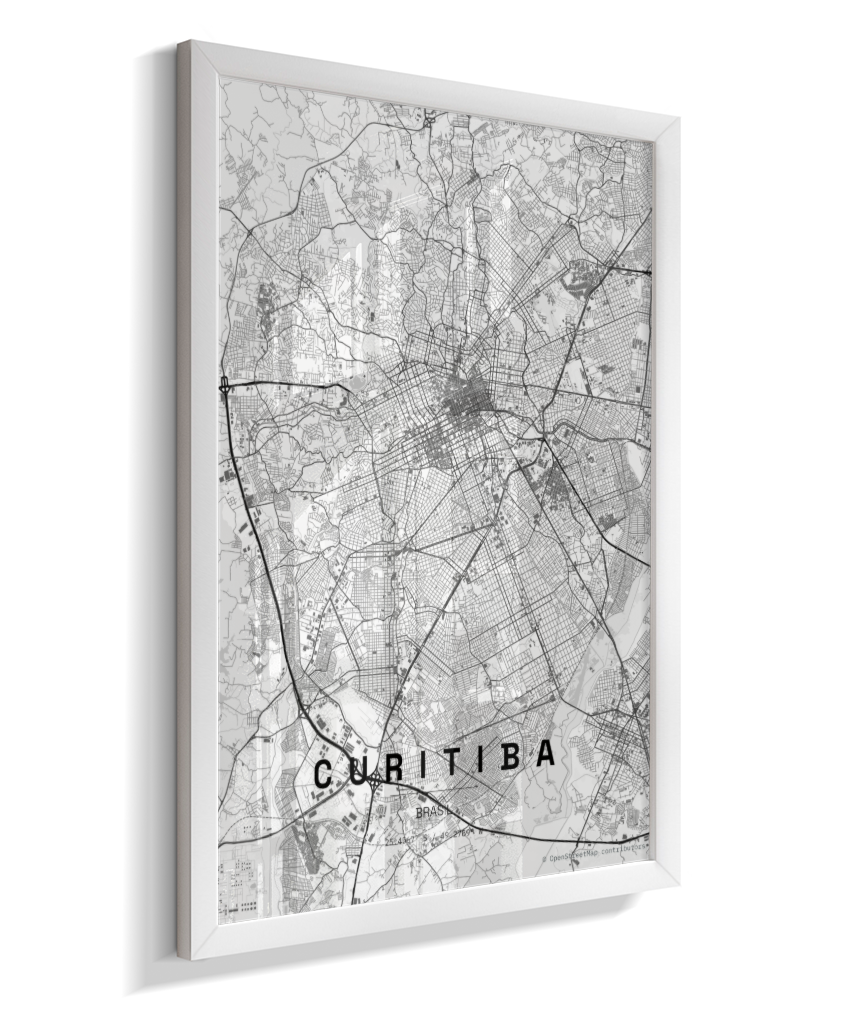 Quadro Vertical Mapa de Curitiba