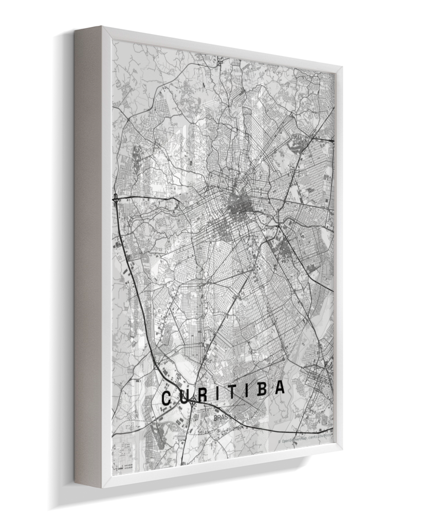 Quadro Vertical Mapa de Curitiba