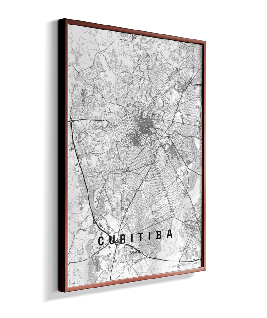 Quadro Vertical Mapa de Curitiba