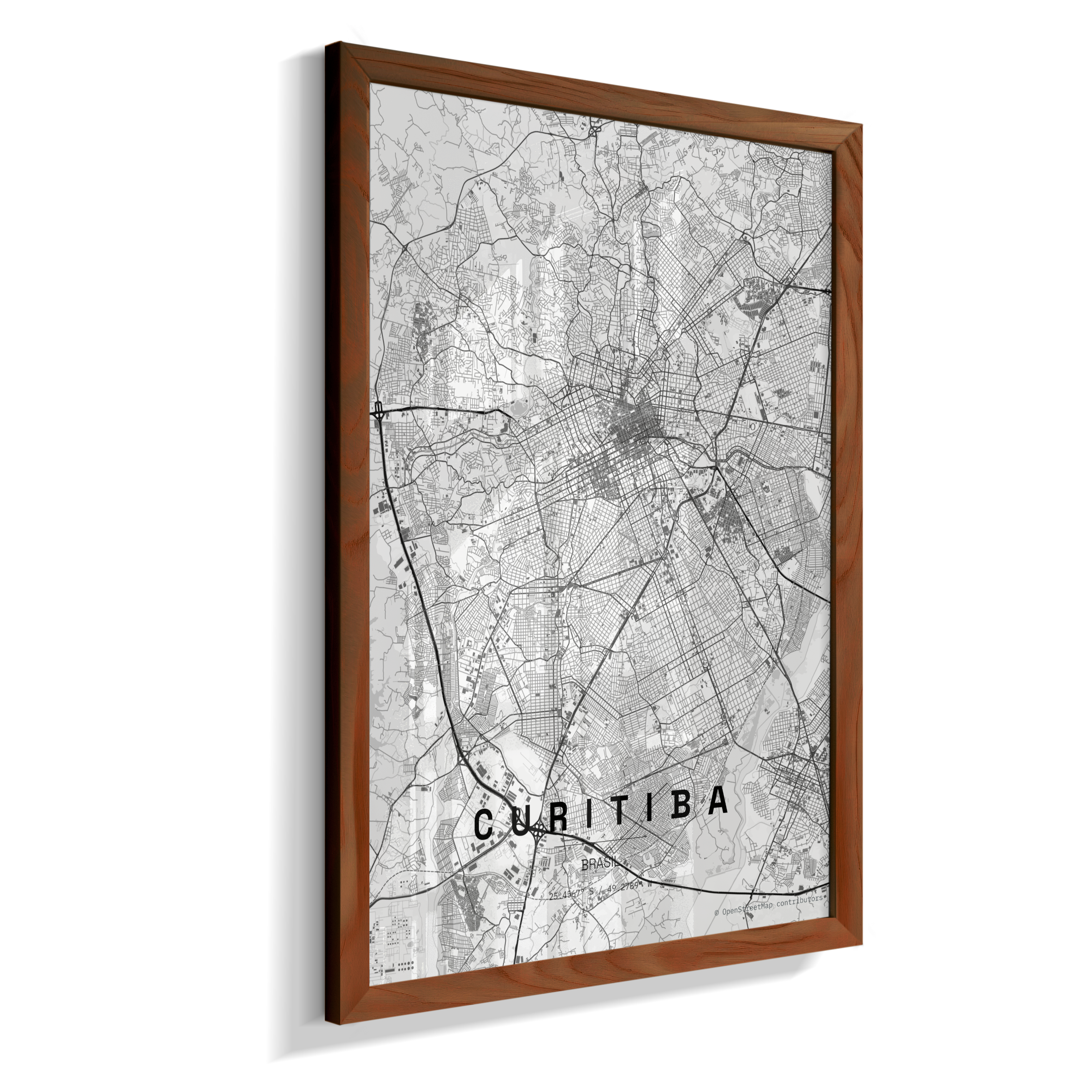 Quadro Vertical Mapa de Curitiba