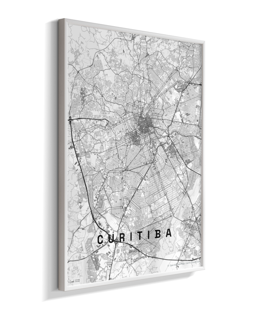 Quadro Vertical Mapa de Curitiba