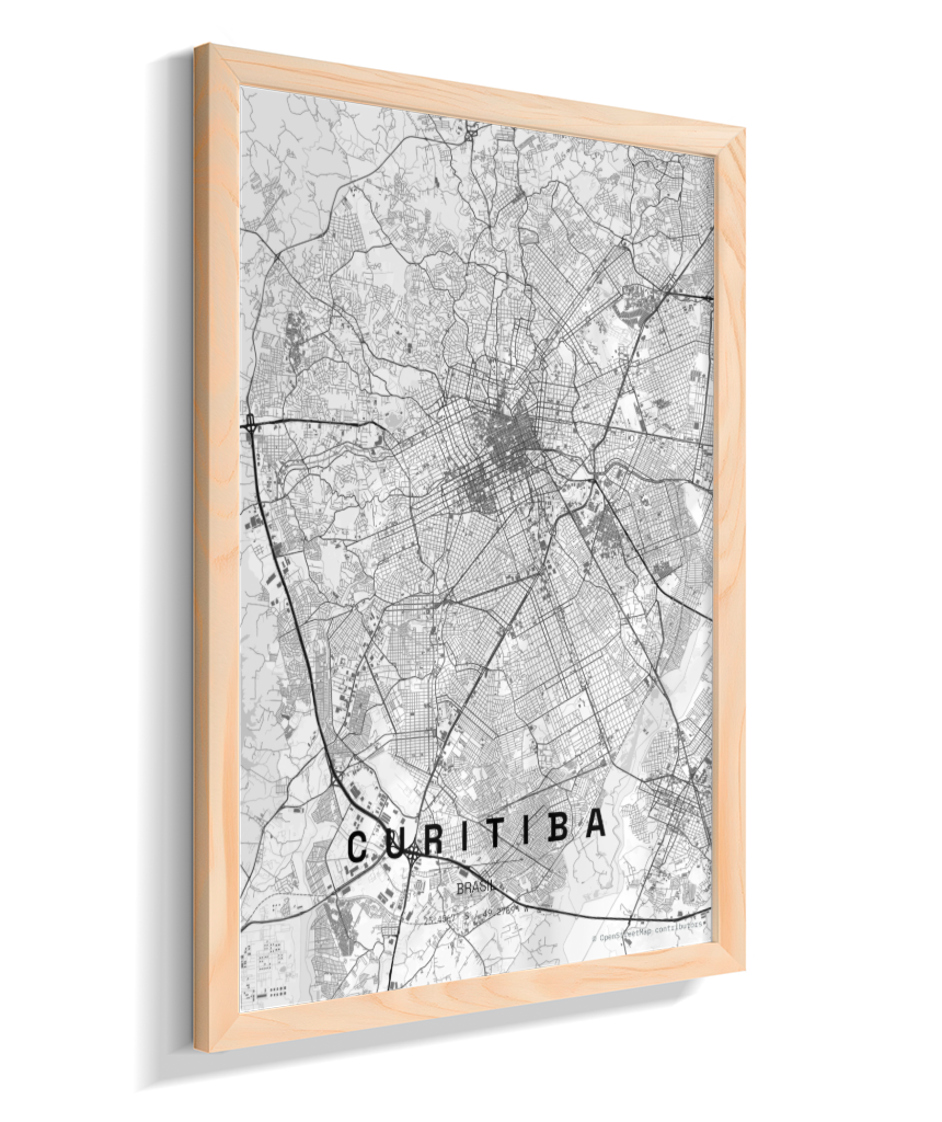Quadro Vertical Mapa de Curitiba
