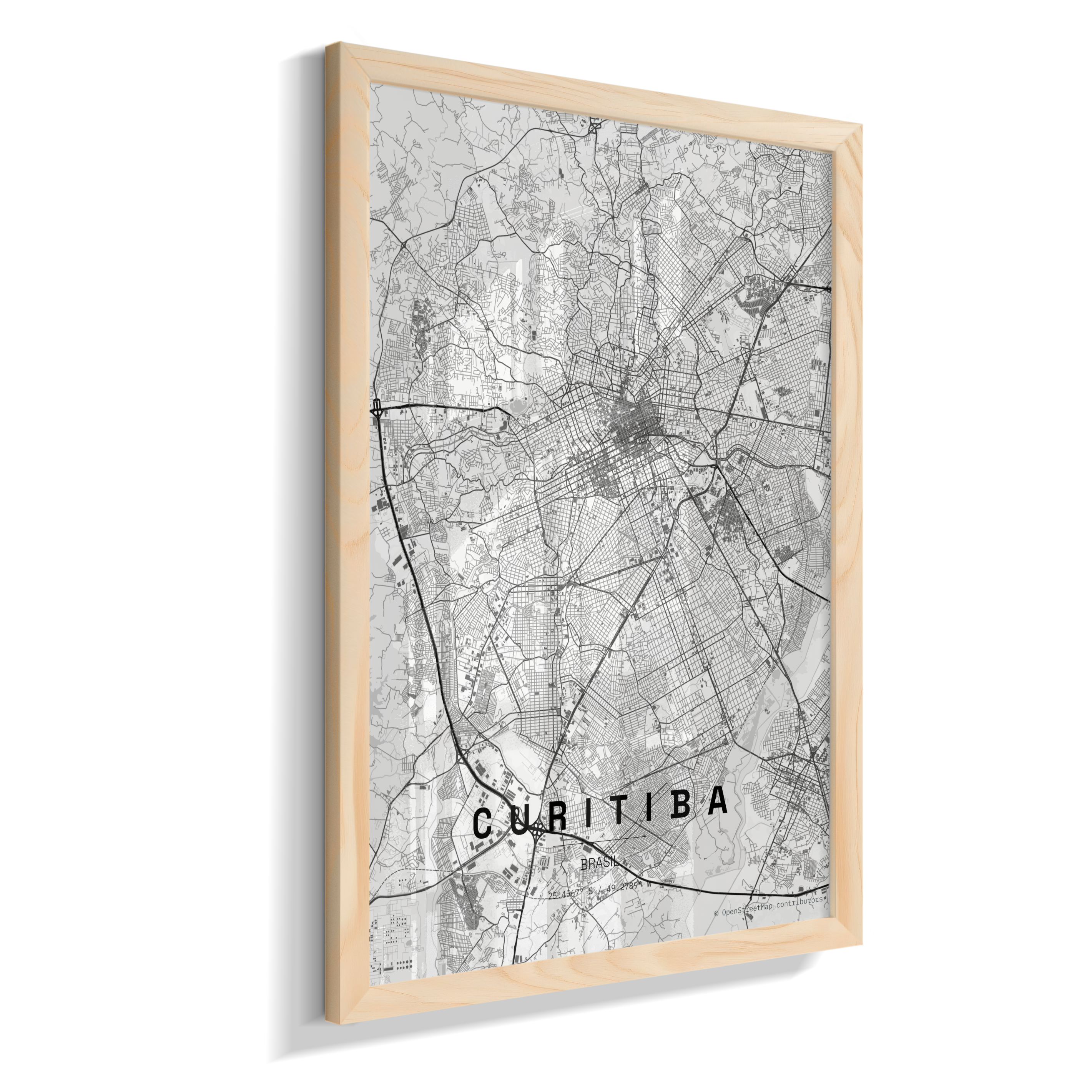 Quadro Vertical Mapa de Curitiba