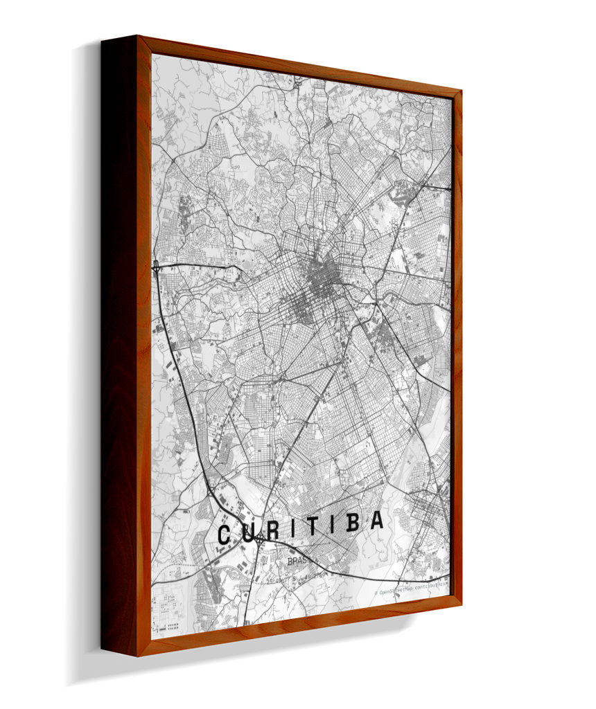 Quadro Vertical Mapa de Curitiba