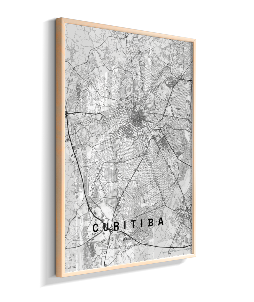 Quadro Vertical Mapa de Curitiba