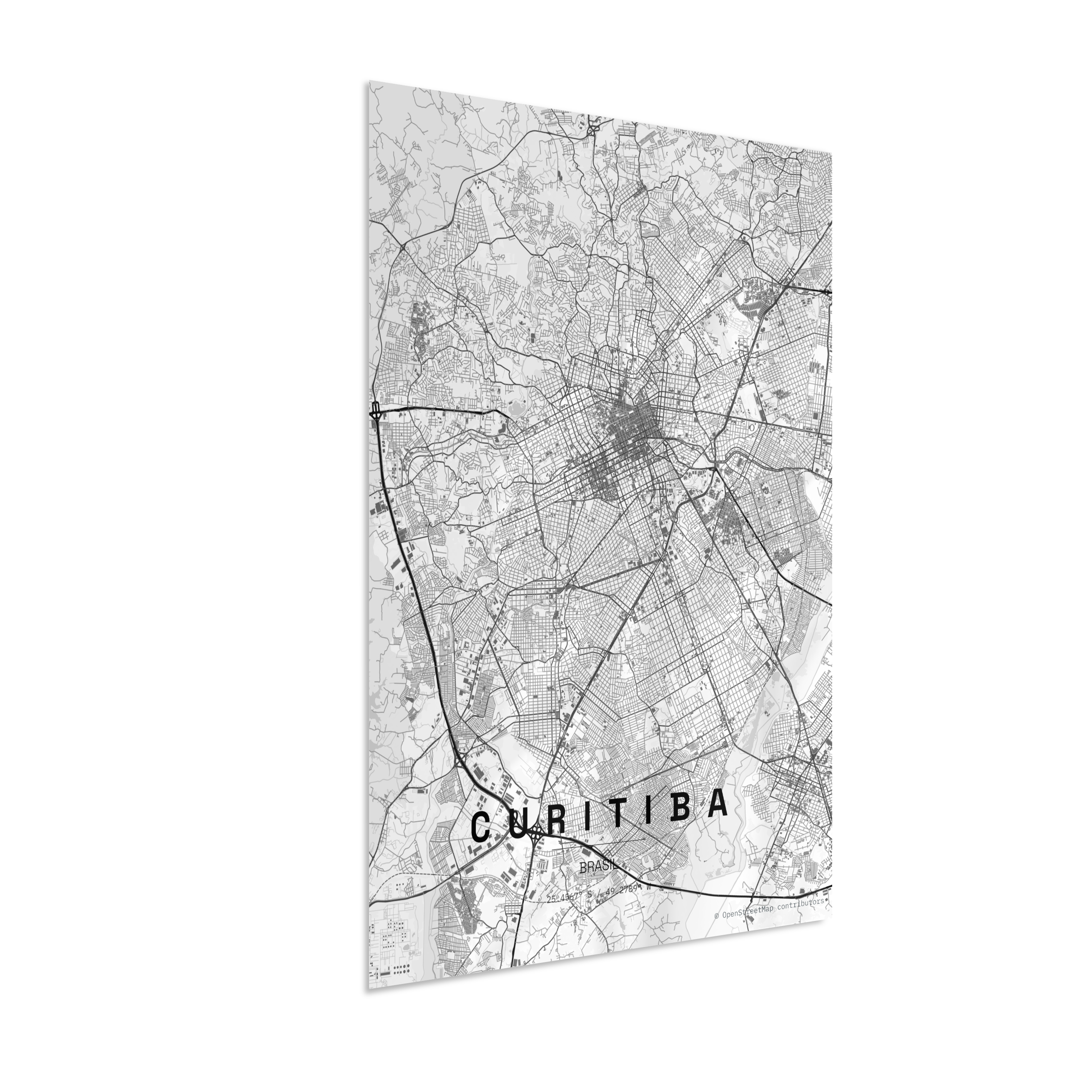 Quadro Vertical Mapa de Curitiba