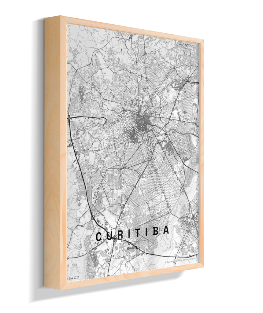 Quadro Vertical Mapa de Curitiba