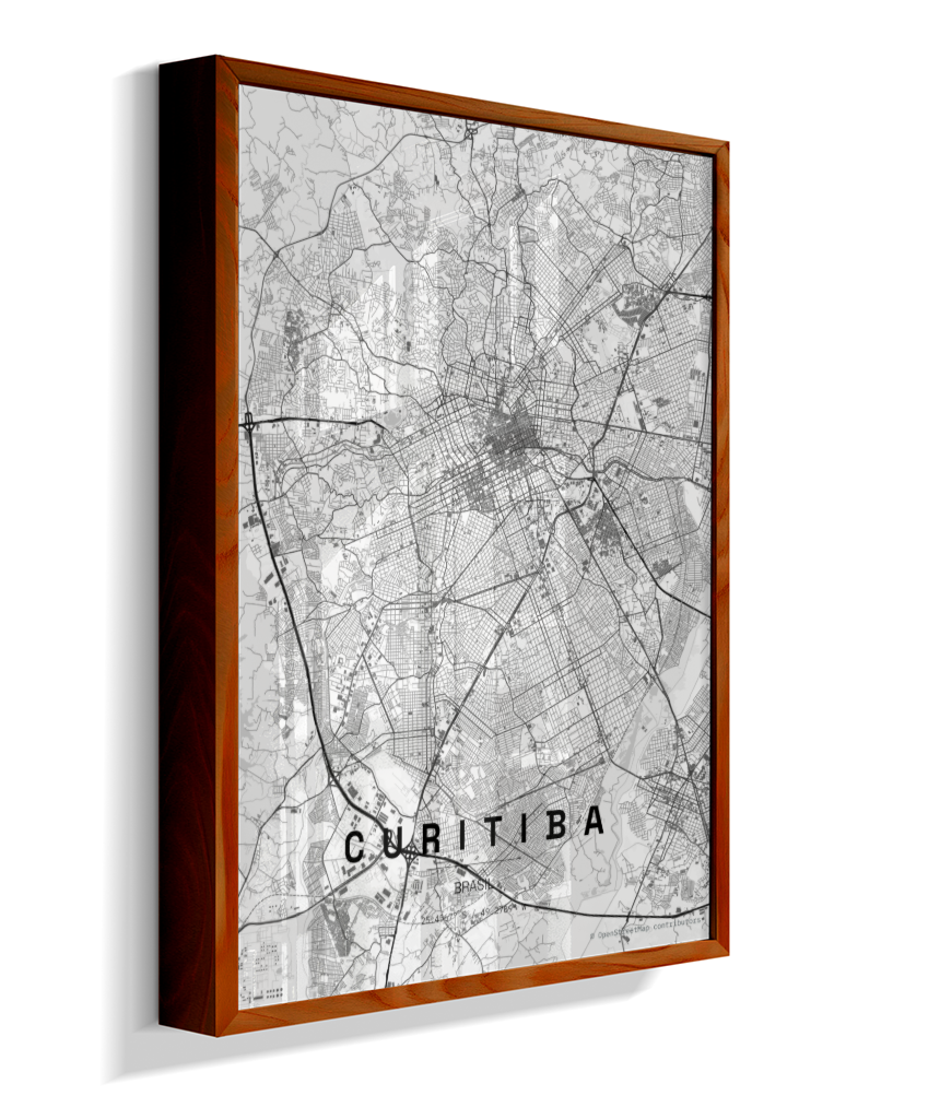 Quadro Vertical Mapa de Curitiba