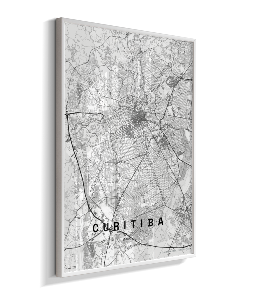 Quadro Vertical Mapa de Curitiba
