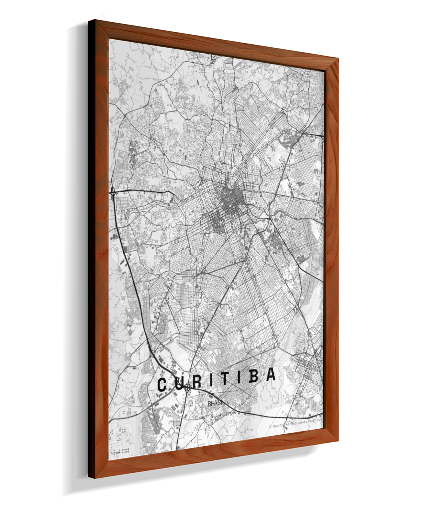 Quadro Vertical Mapa de Curitiba