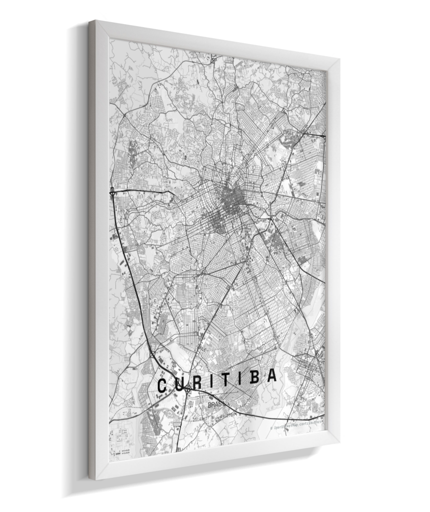 Quadro Vertical Mapa de Curitiba