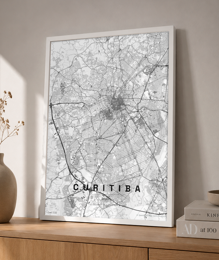 Quadro Vertical Mapa de Curitiba
