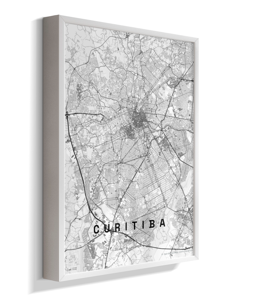 Quadro Vertical Mapa de Curitiba