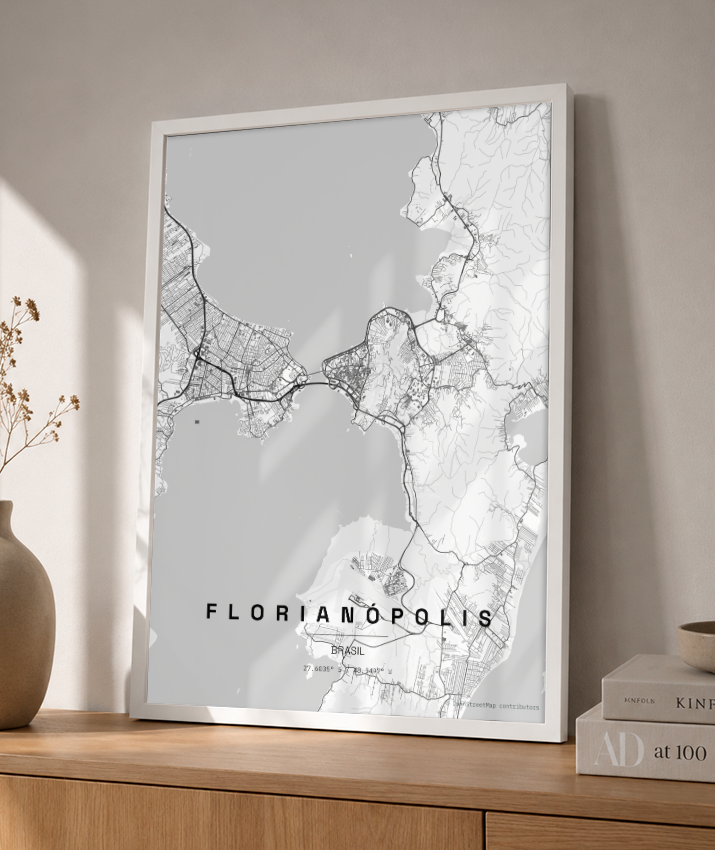 Quadro Vertical Mapa de Florianópolis