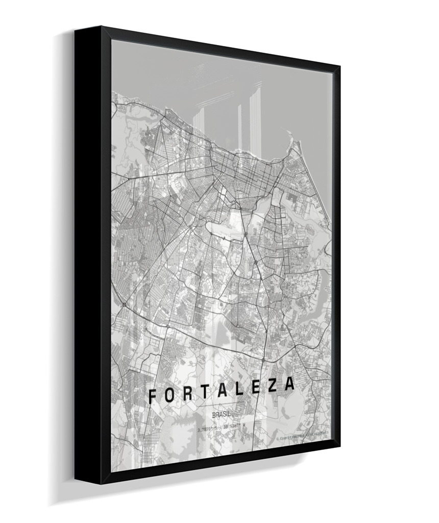 Quadro Mapa de Fortaleza - Vertical