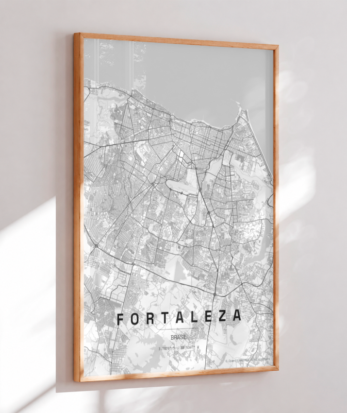 Quadro Mapa de Fortaleza - Vertical