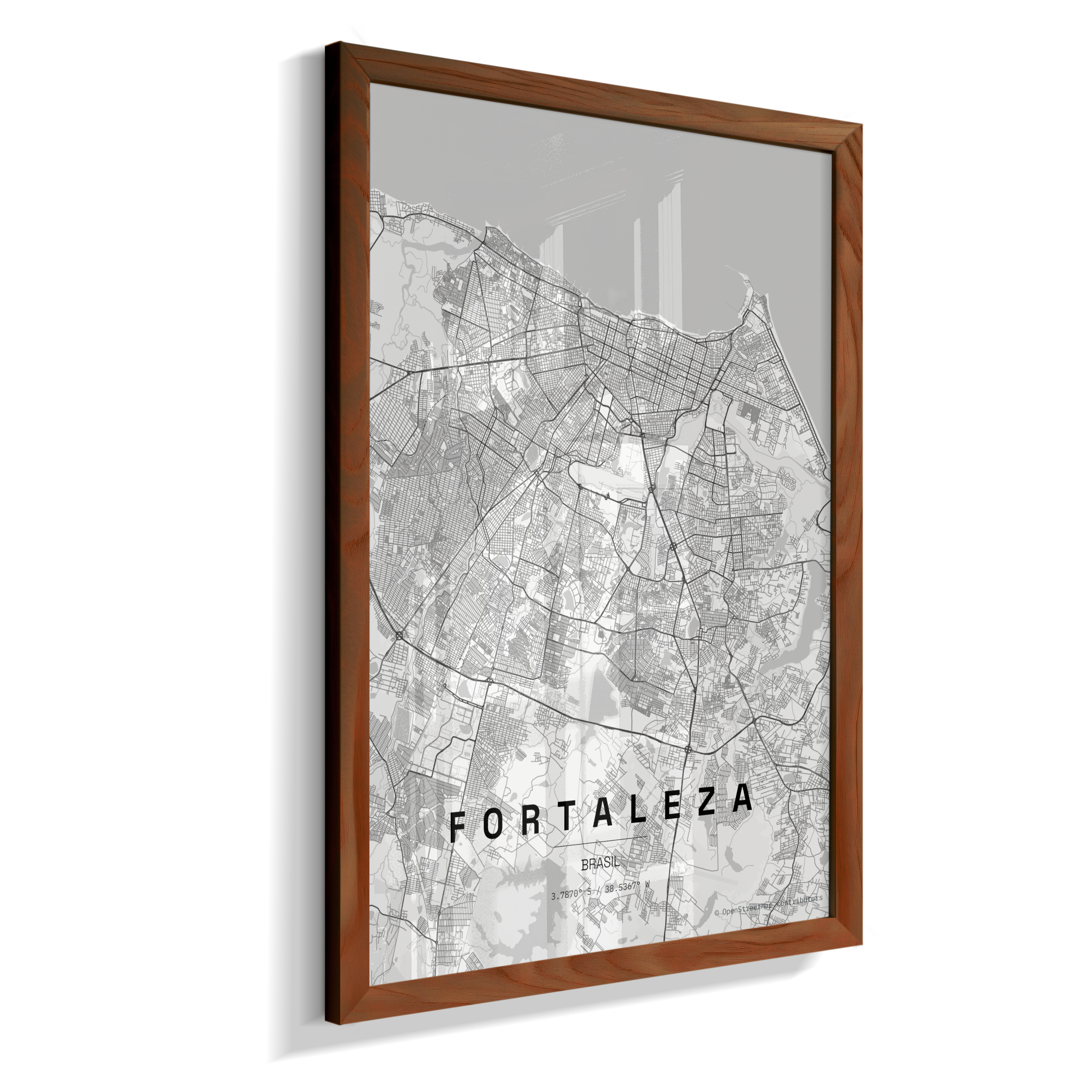 Quadro Mapa de Fortaleza - Vertical