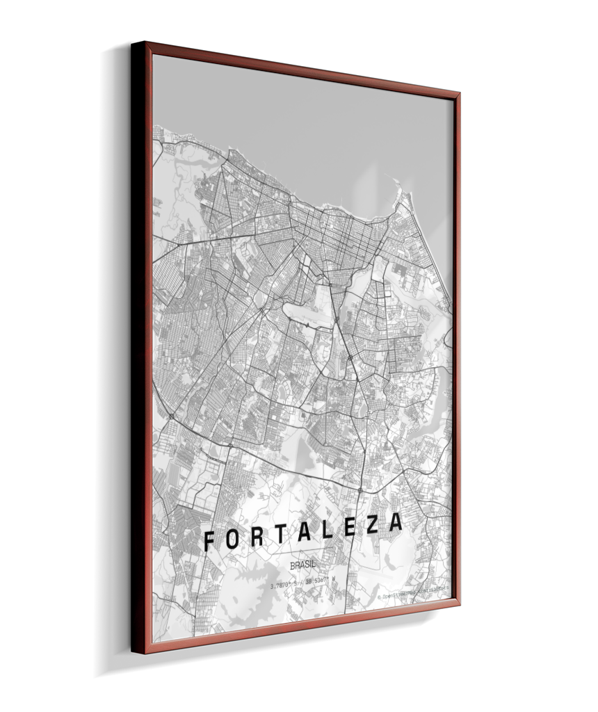 Quadro Mapa de Fortaleza - Vertical