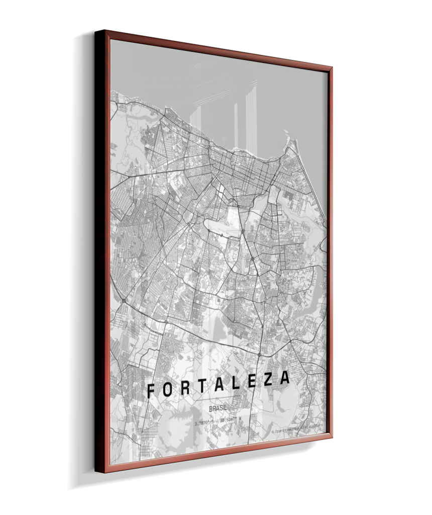 Quadro Mapa de Fortaleza - Vertical