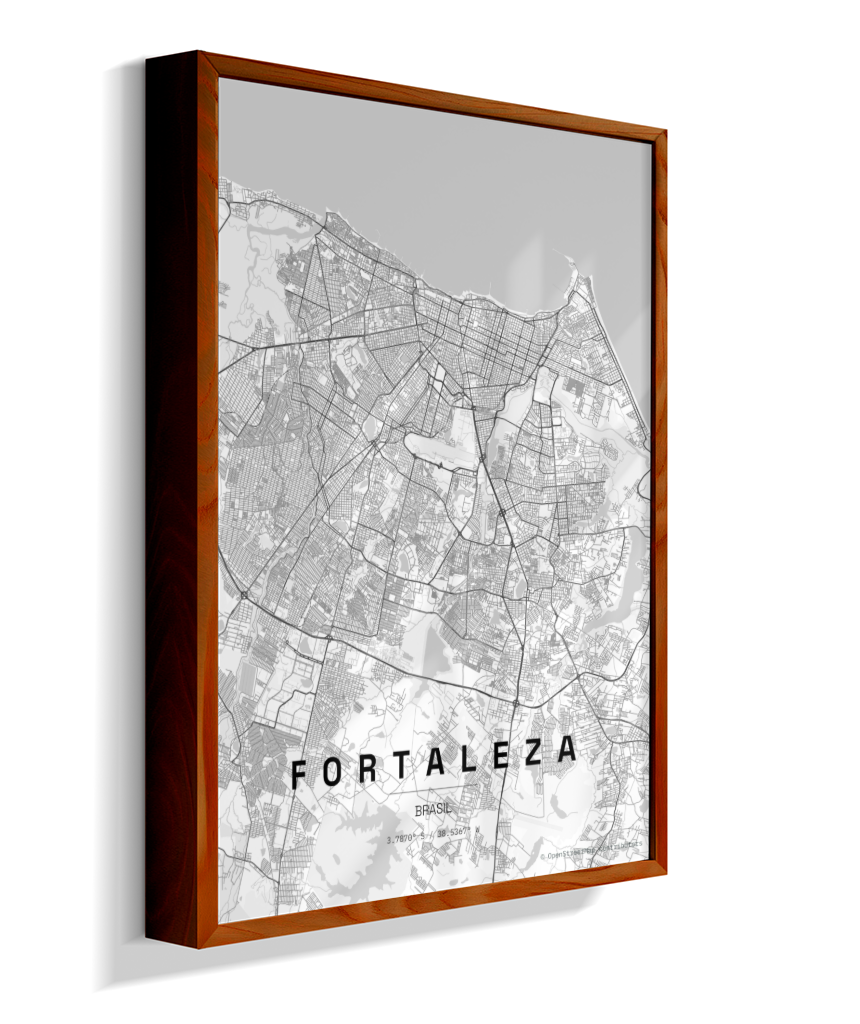 Quadro Mapa de Fortaleza - Vertical