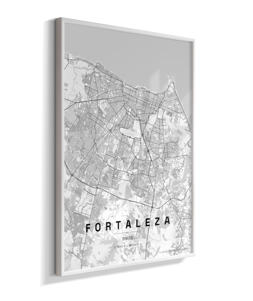 Quadro Mapa de Fortaleza - Vertical