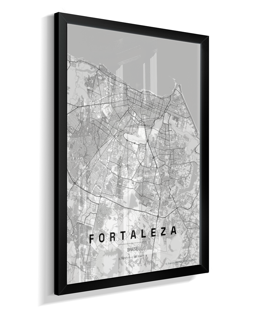Quadro Mapa de Fortaleza - Vertical