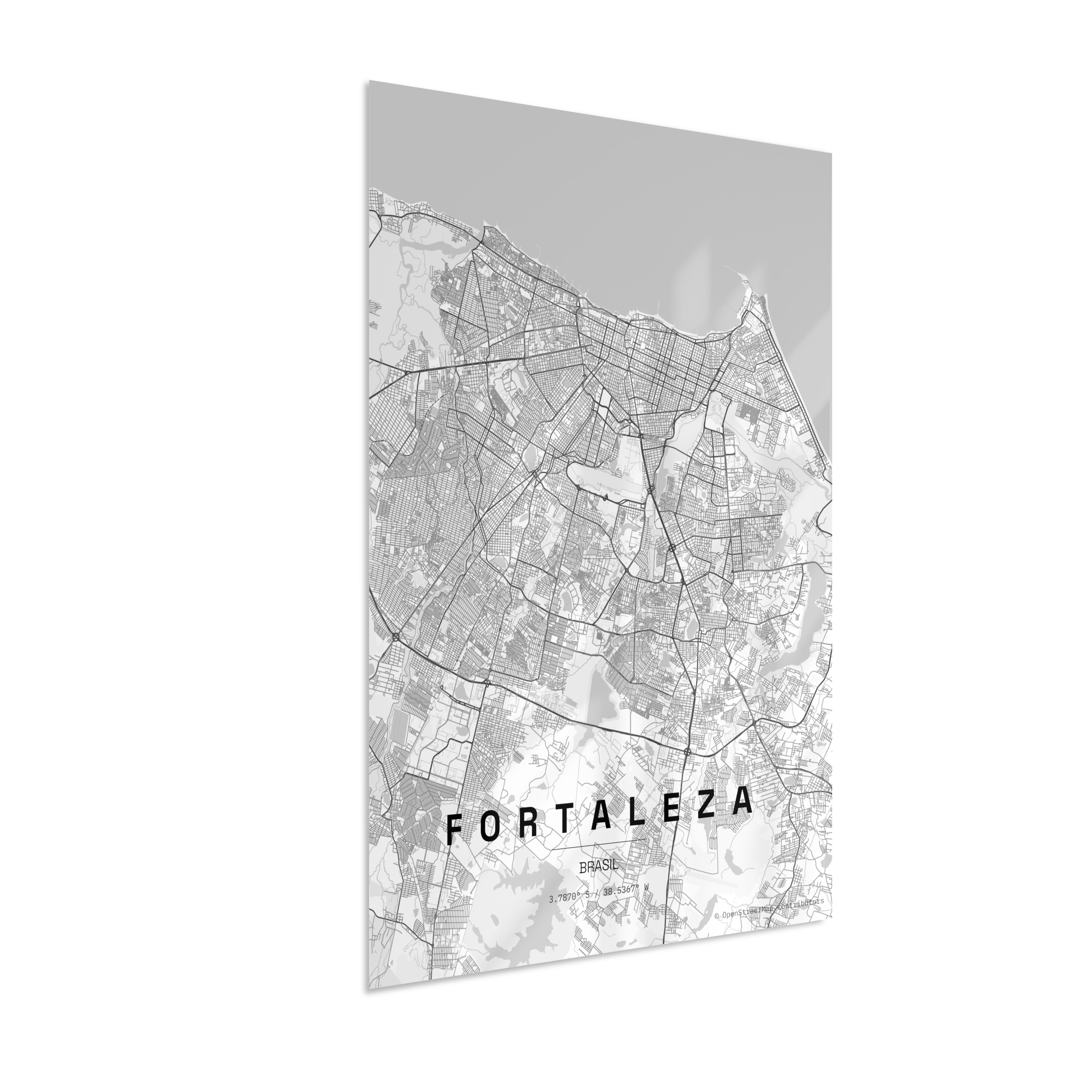 Quadro Mapa de Fortaleza - Vertical