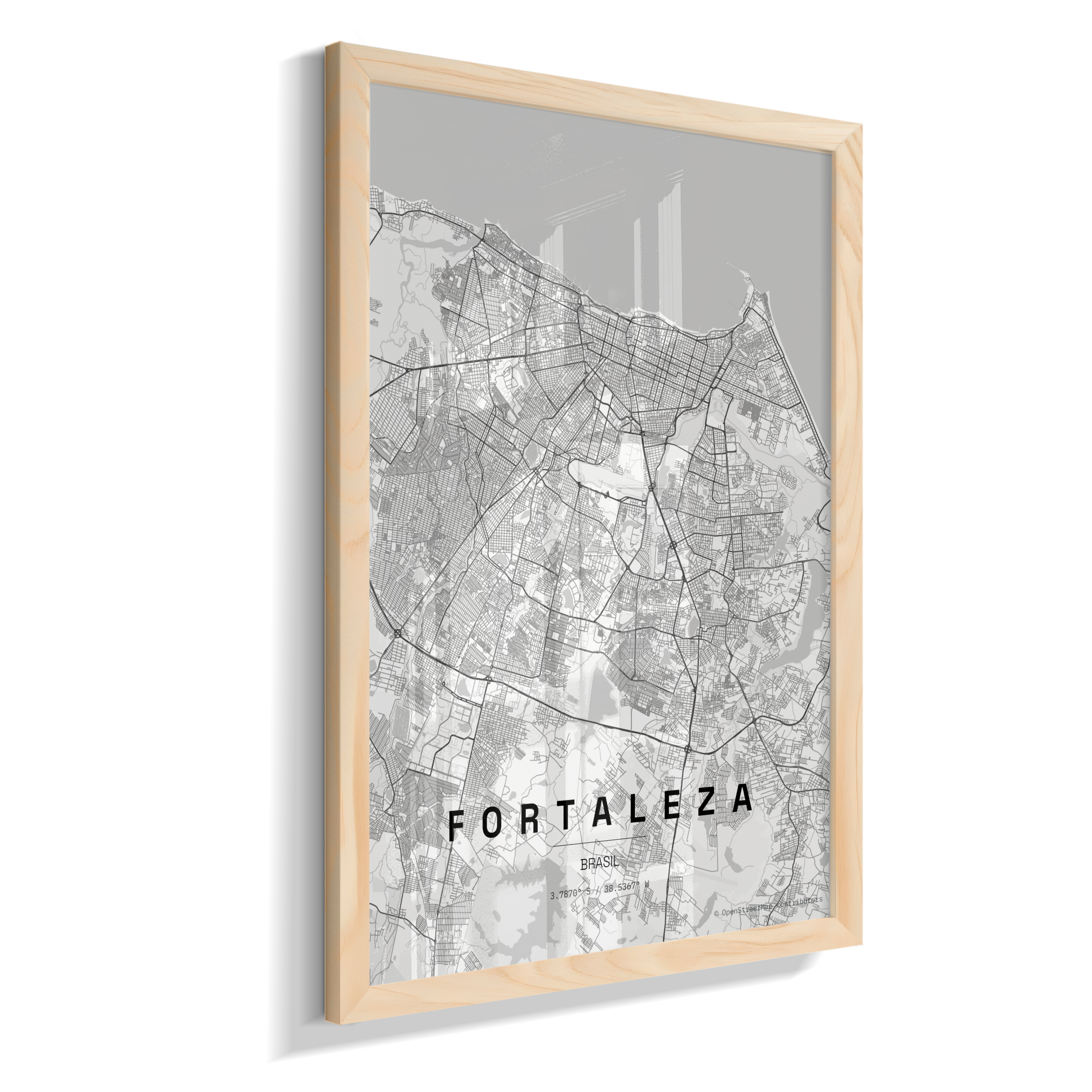 Quadro Mapa de Fortaleza - Vertical