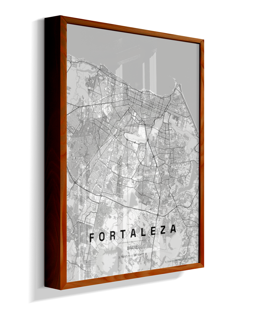 Quadro Mapa de Fortaleza - Vertical