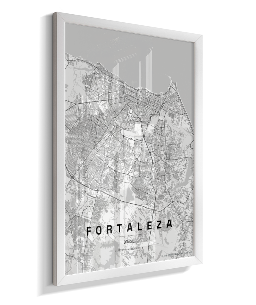 Quadro Mapa de Fortaleza - Vertical