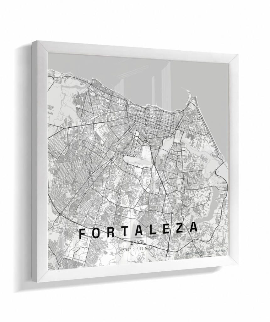Quadro Mapa de Fortaleza - Quadrado