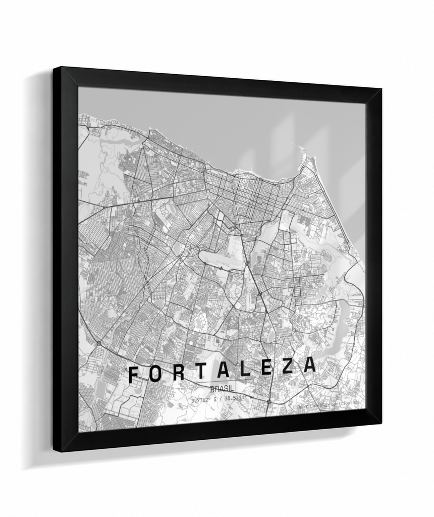 Quadro Mapa de Fortaleza - Quadrado