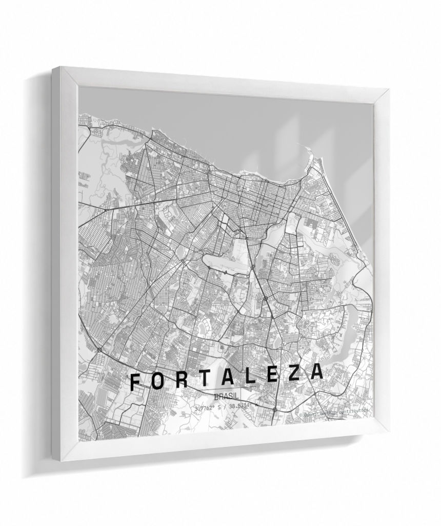 Quadro Mapa de Fortaleza - Quadrado