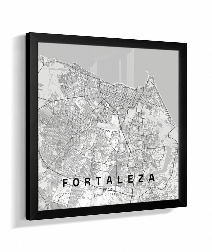 Quadro Mapa de Fortaleza - Quadrado