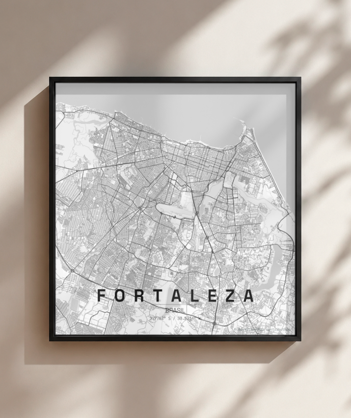 Quadro Mapa de Fortaleza - Quadrado