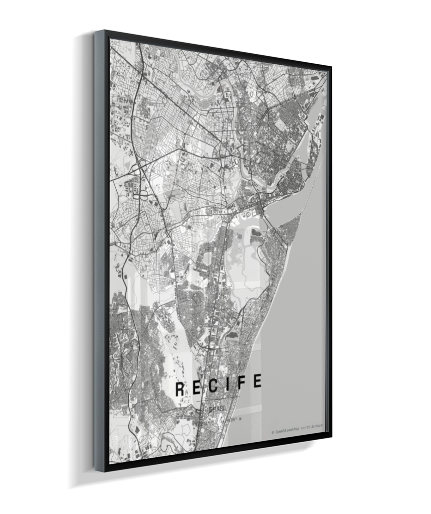 Quadro Mapa de Recife - Vertical