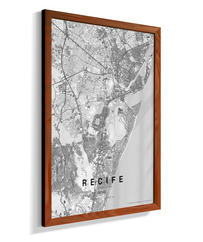 Quadro Mapa de Recife - Vertical