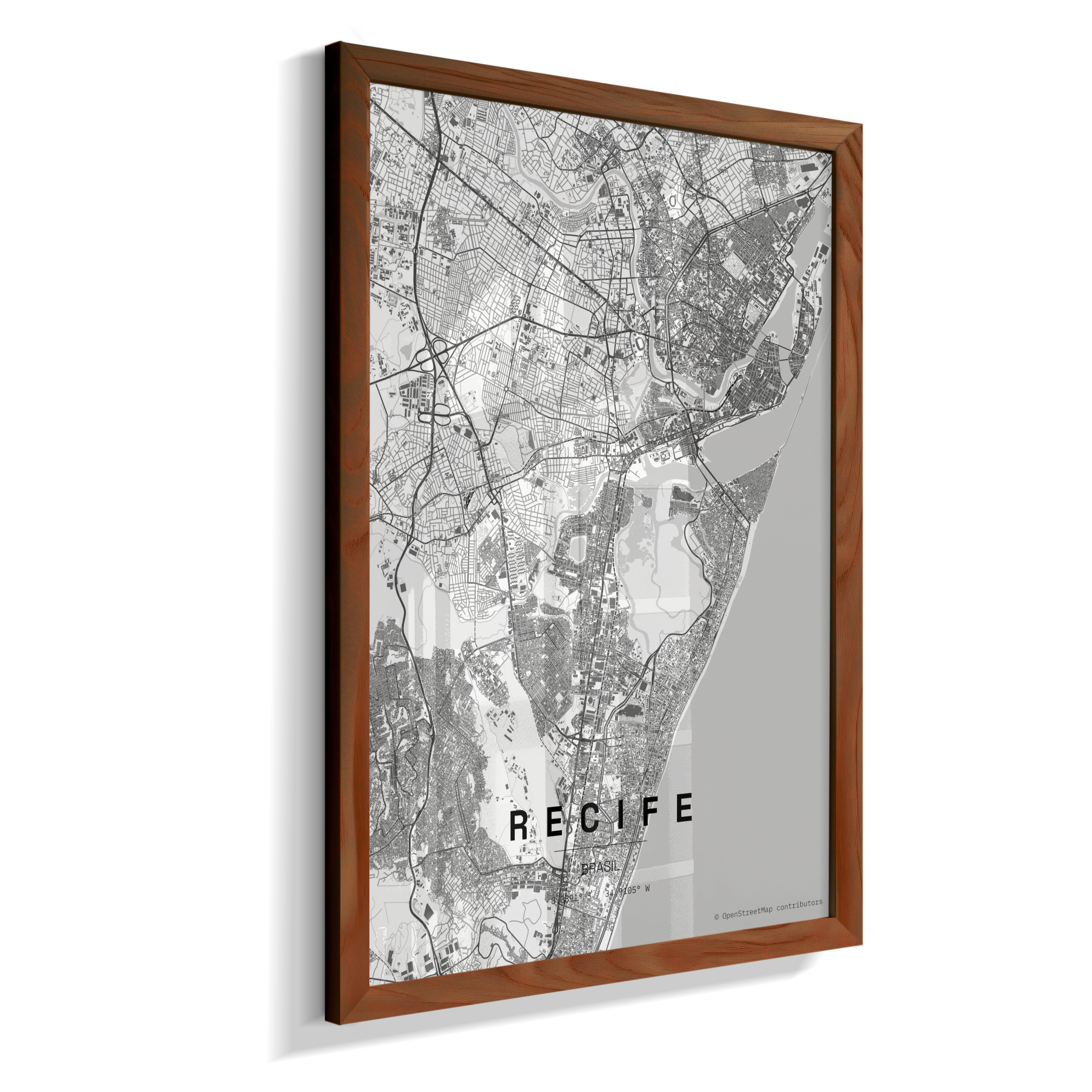Quadro Mapa de Recife - Vertical