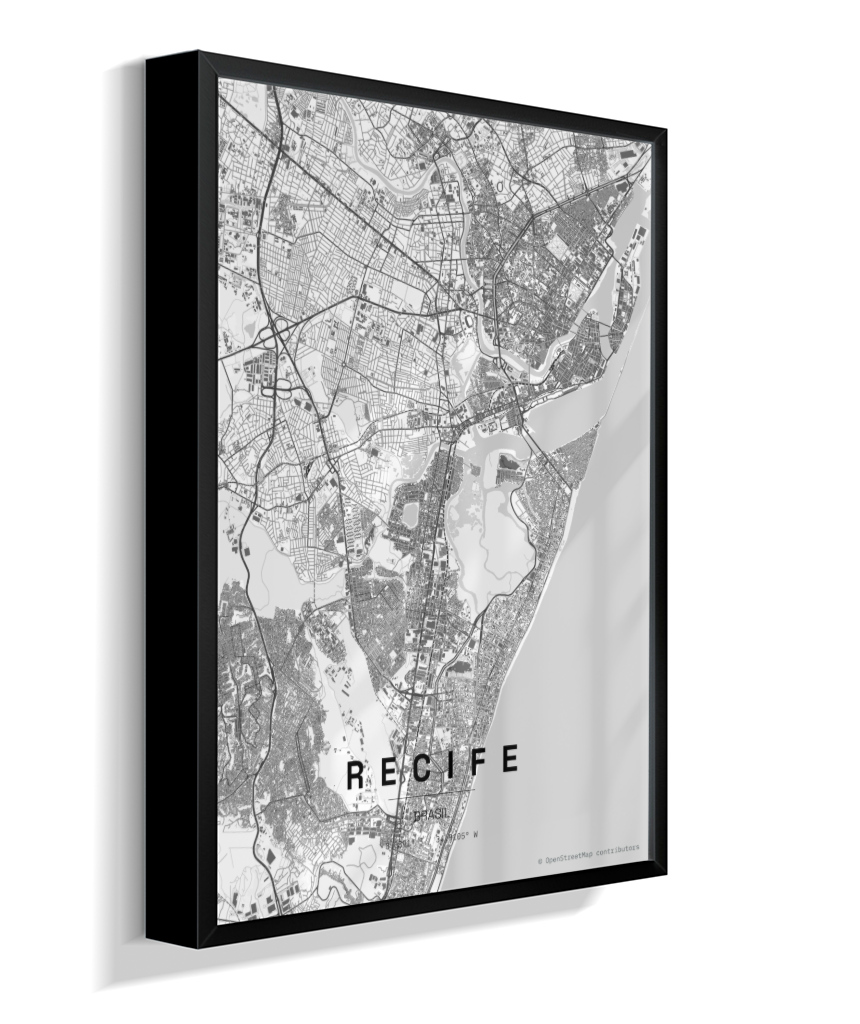 Quadro Mapa de Recife - Vertical