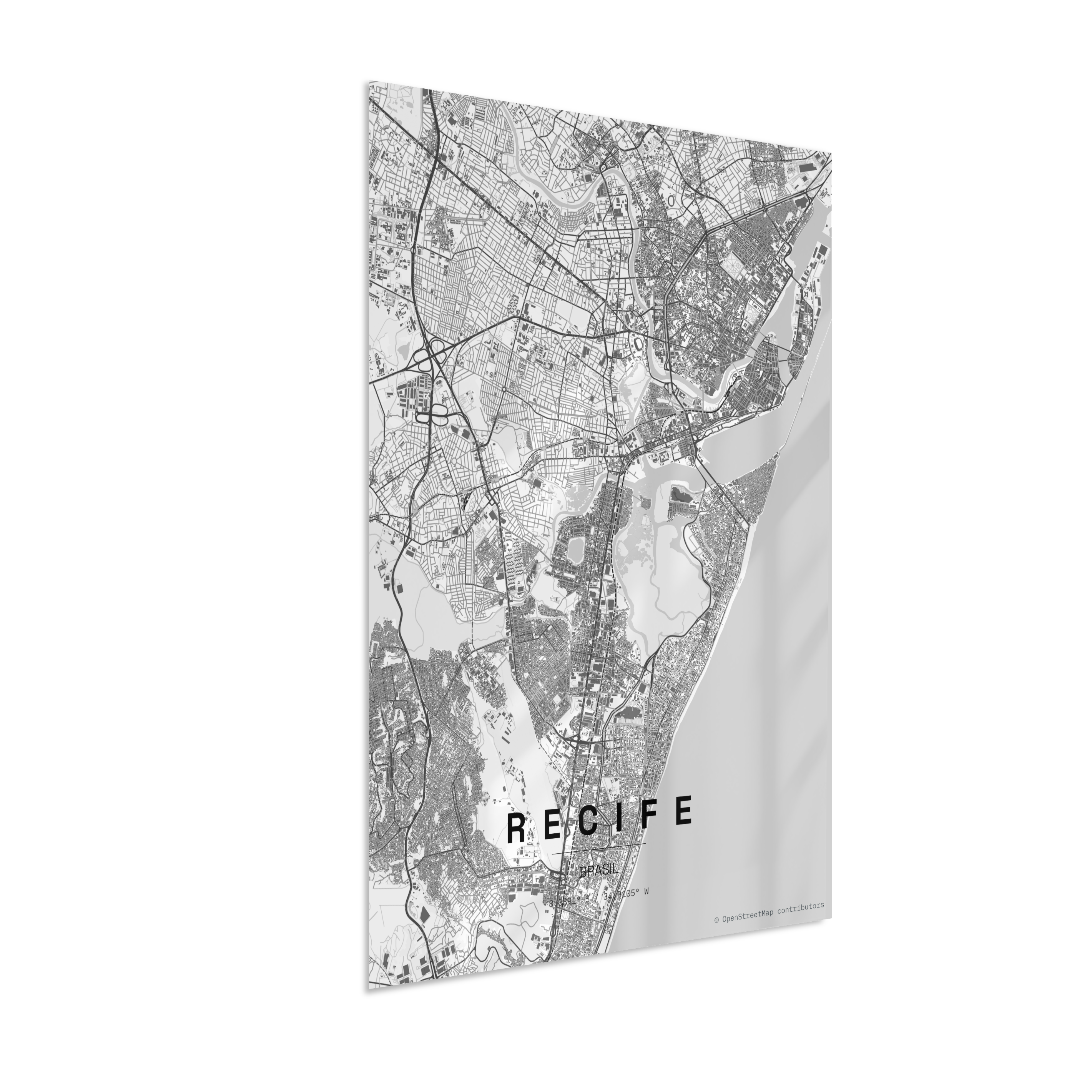 Quadro Mapa de Recife - Vertical