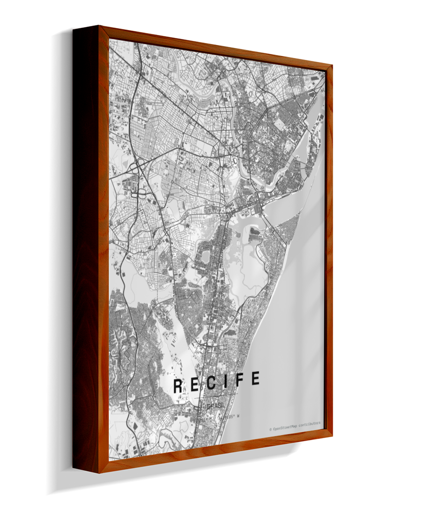 Quadro Mapa de Recife - Vertical