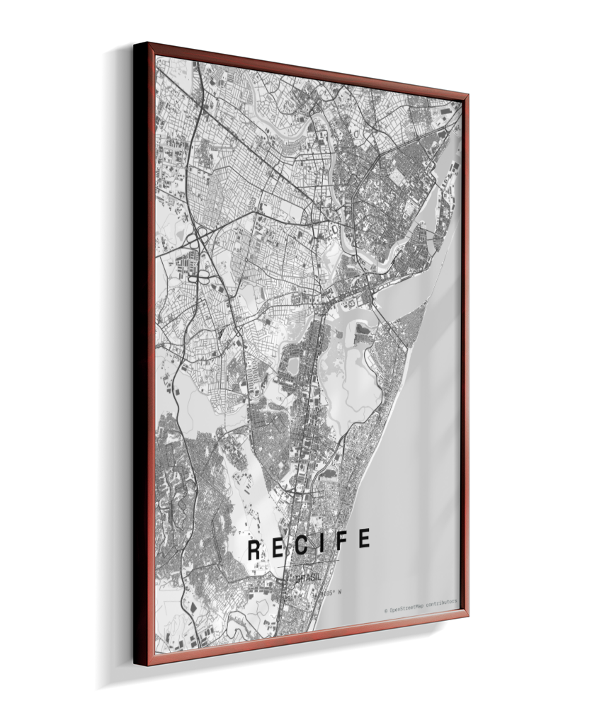 Quadro Mapa de Recife - Vertical